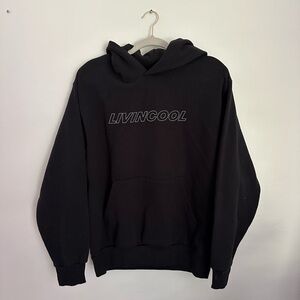 LIVIN COOL Slick Outline Black Pullover Hoodie Men Women’s Medium NWOT